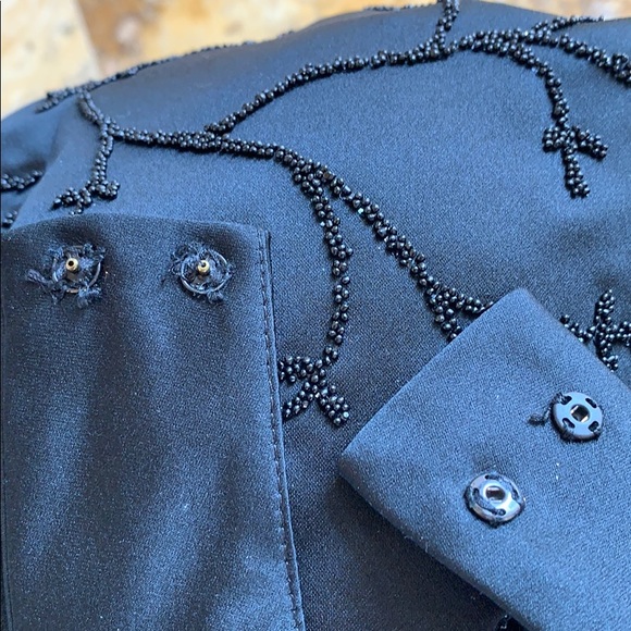 Cache organic microbeaded black halter/zipper back - Picture 3 of 8